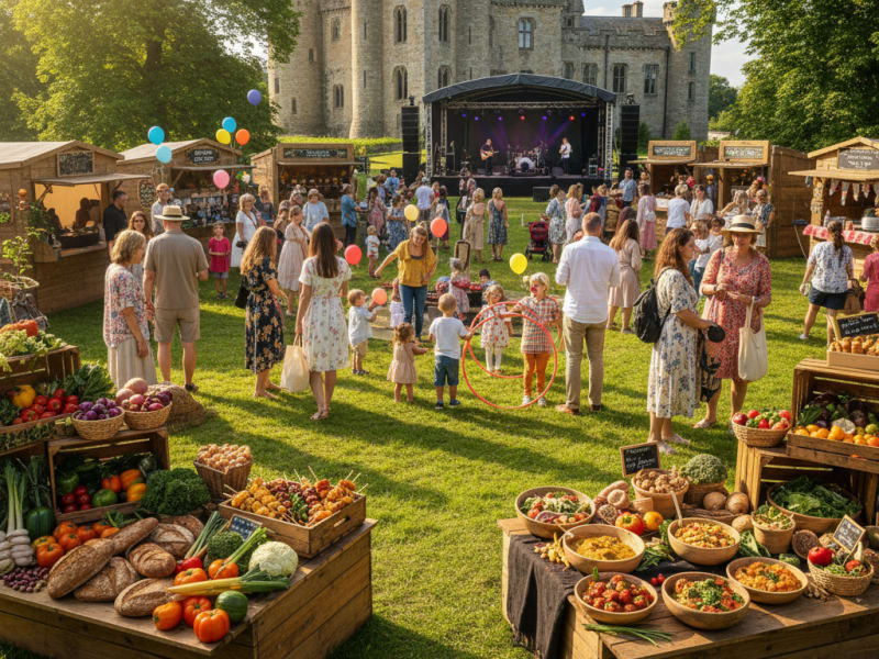 Visitors enjoying food at the Harrogate Food and Drink Festival 2026 at Ripley Castle.